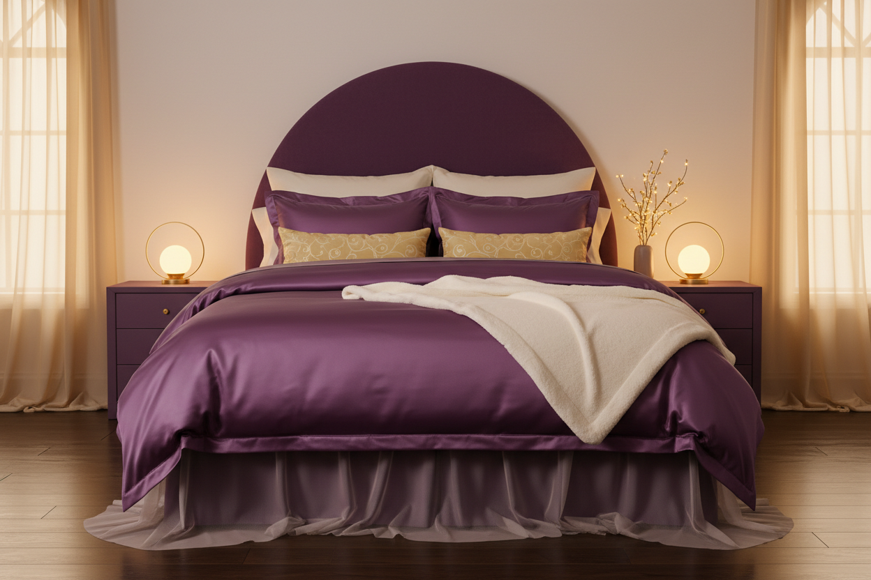 3 Wishes Hero - Clean Plum & Gold Bedding