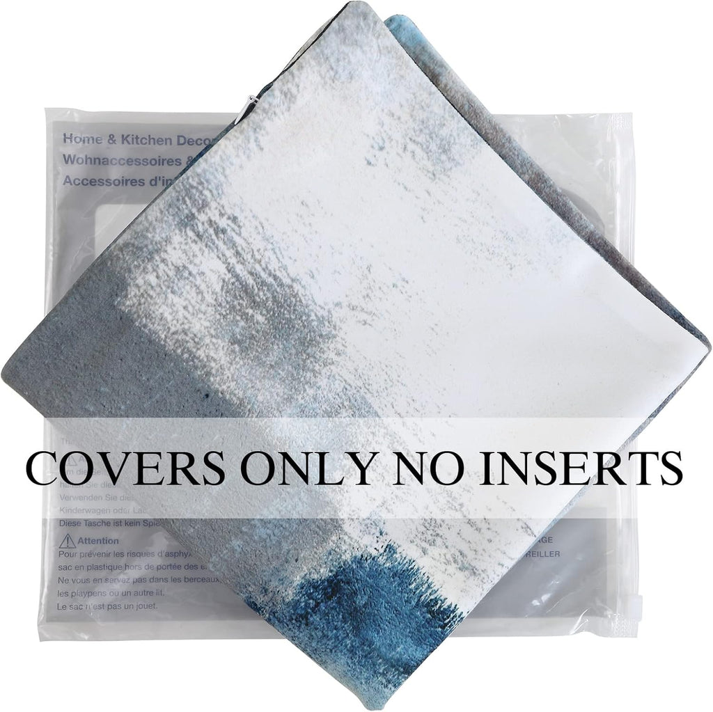 Lumbar Throw Pillow Covers,Pack of 2 Soft Velvet Decorative Cushion Cover for Sofa Bedroom Car (12X20 Inch, Blue and Grey)