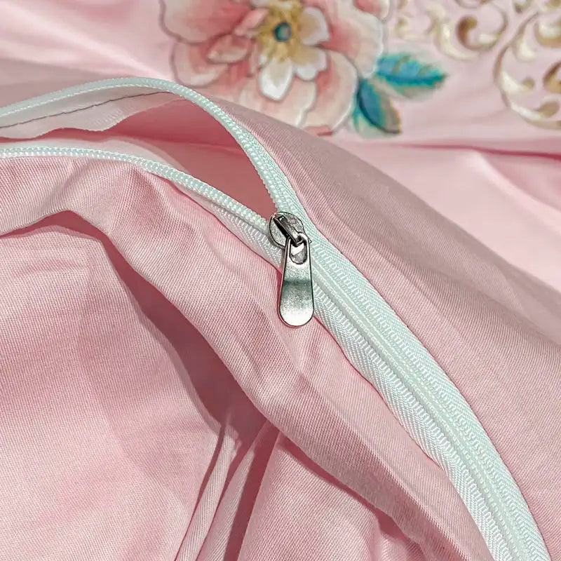 Green Satin Embroidered Luxury Bedding Set