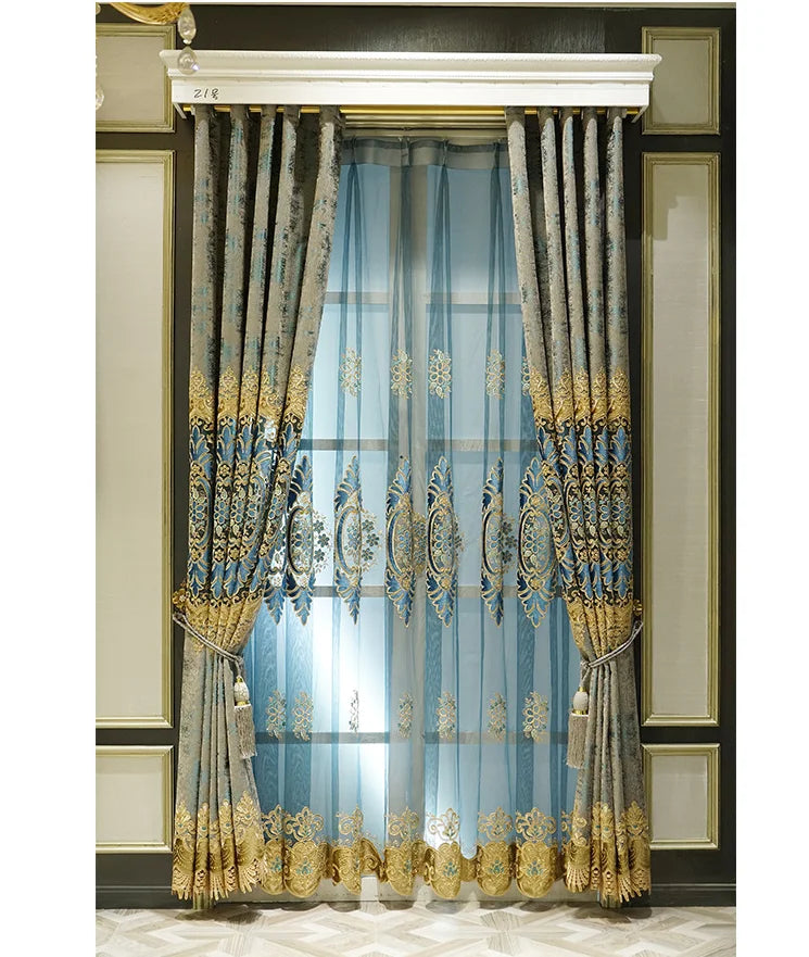 European Embroidered Blackout Curtains