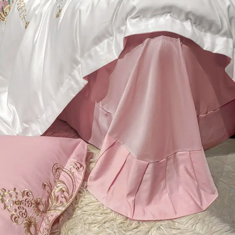 Green Satin Embroidered Luxury Bedding Set