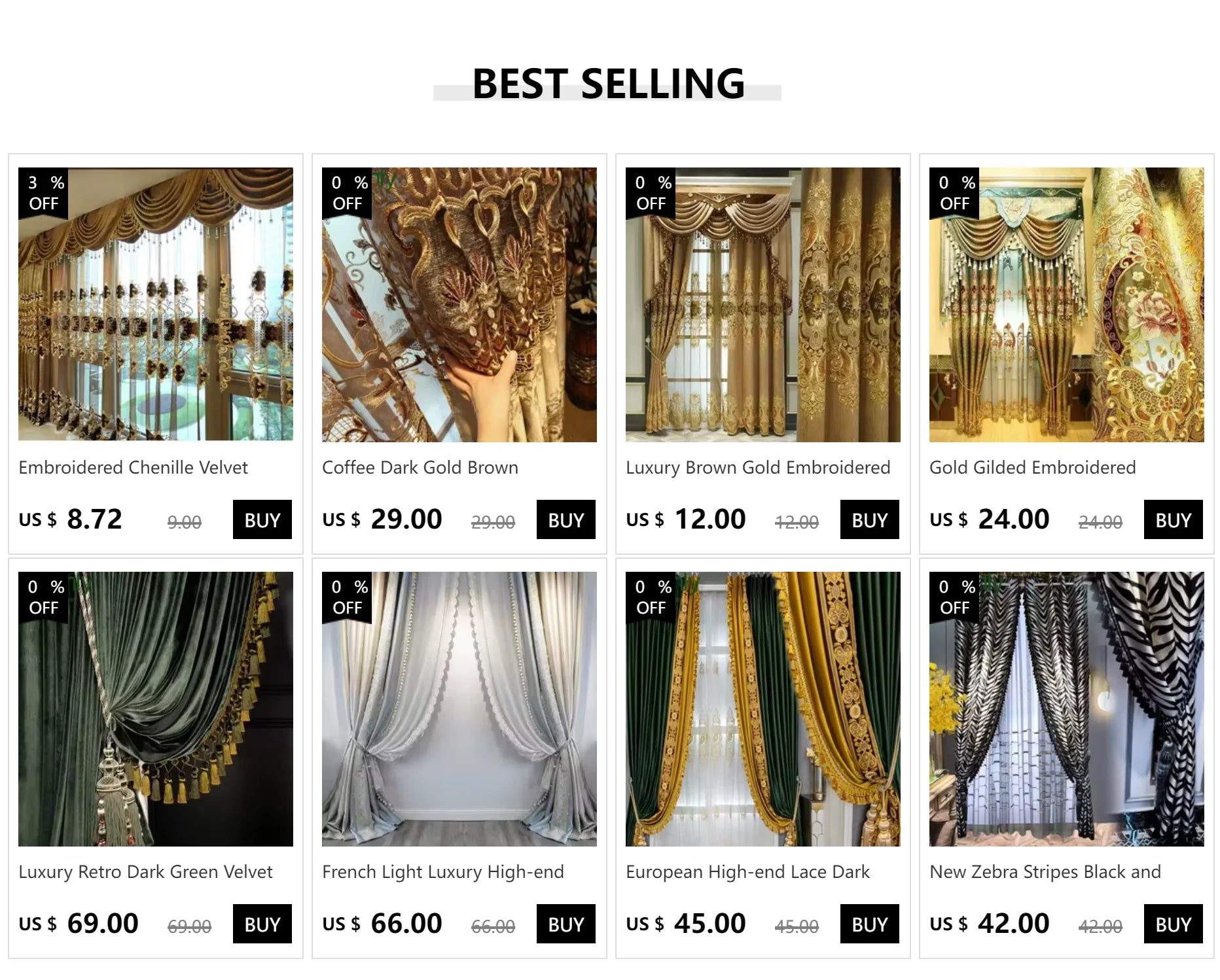 European Embroidered Blackout Curtains