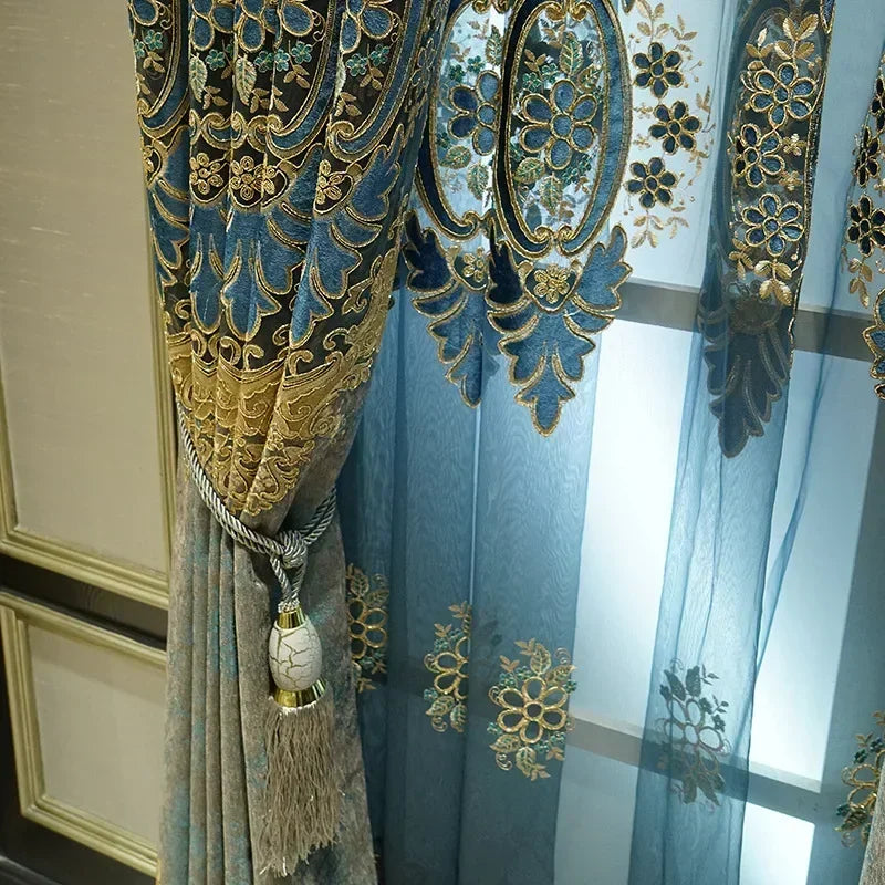 European Embroidered Blackout Curtains