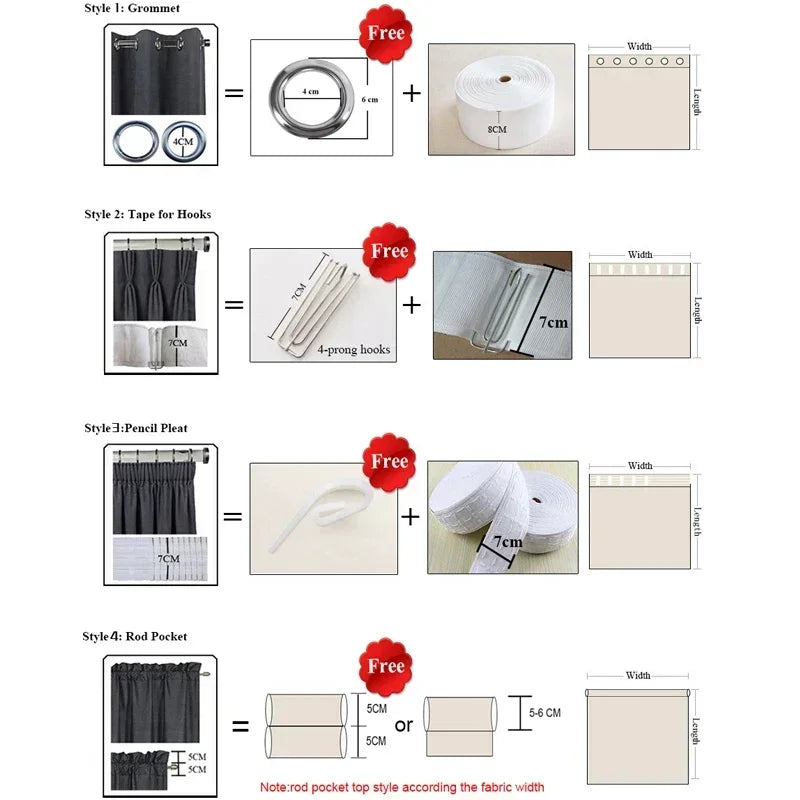 European Embroidered Blackout Curtains