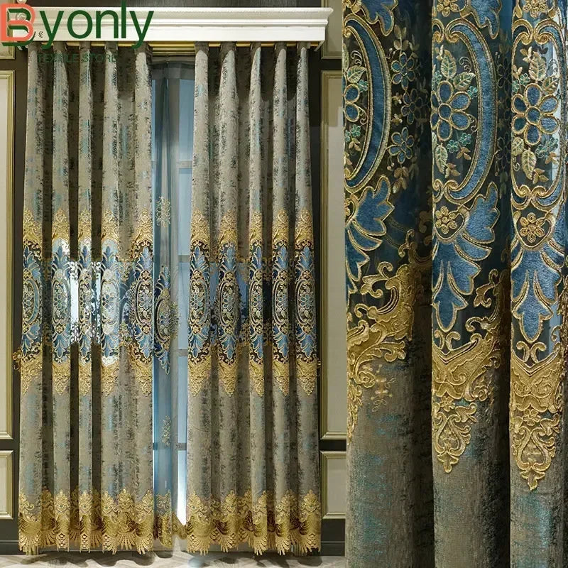 European Embroidered Blackout Curtains