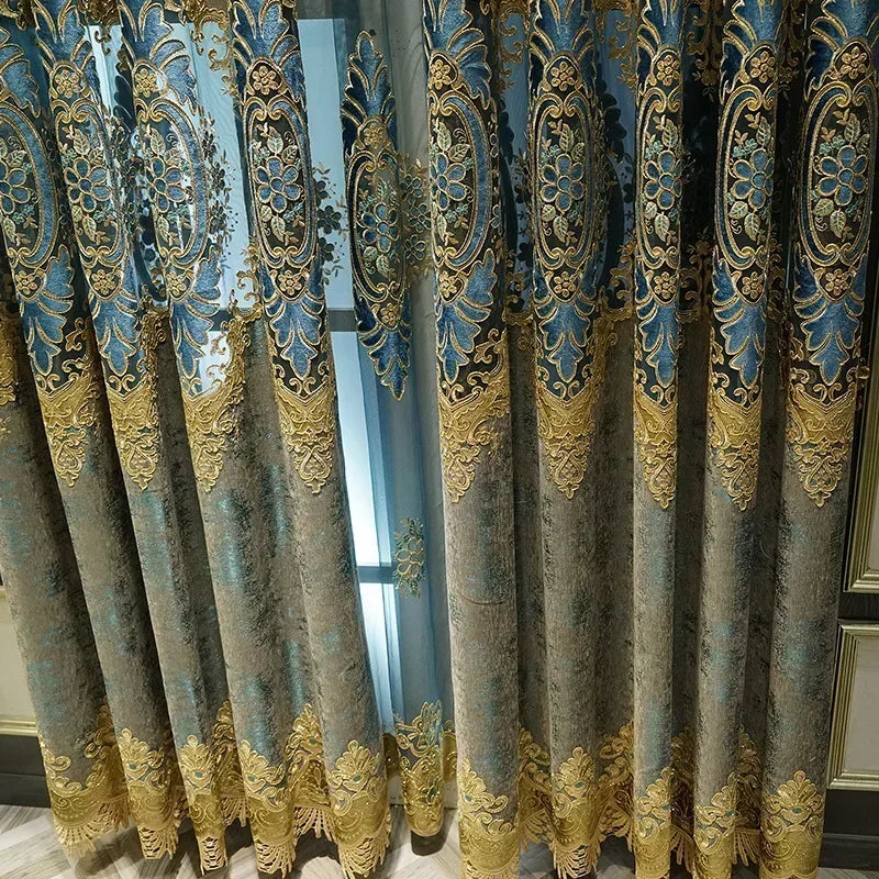 European Embroidered Blackout Curtains