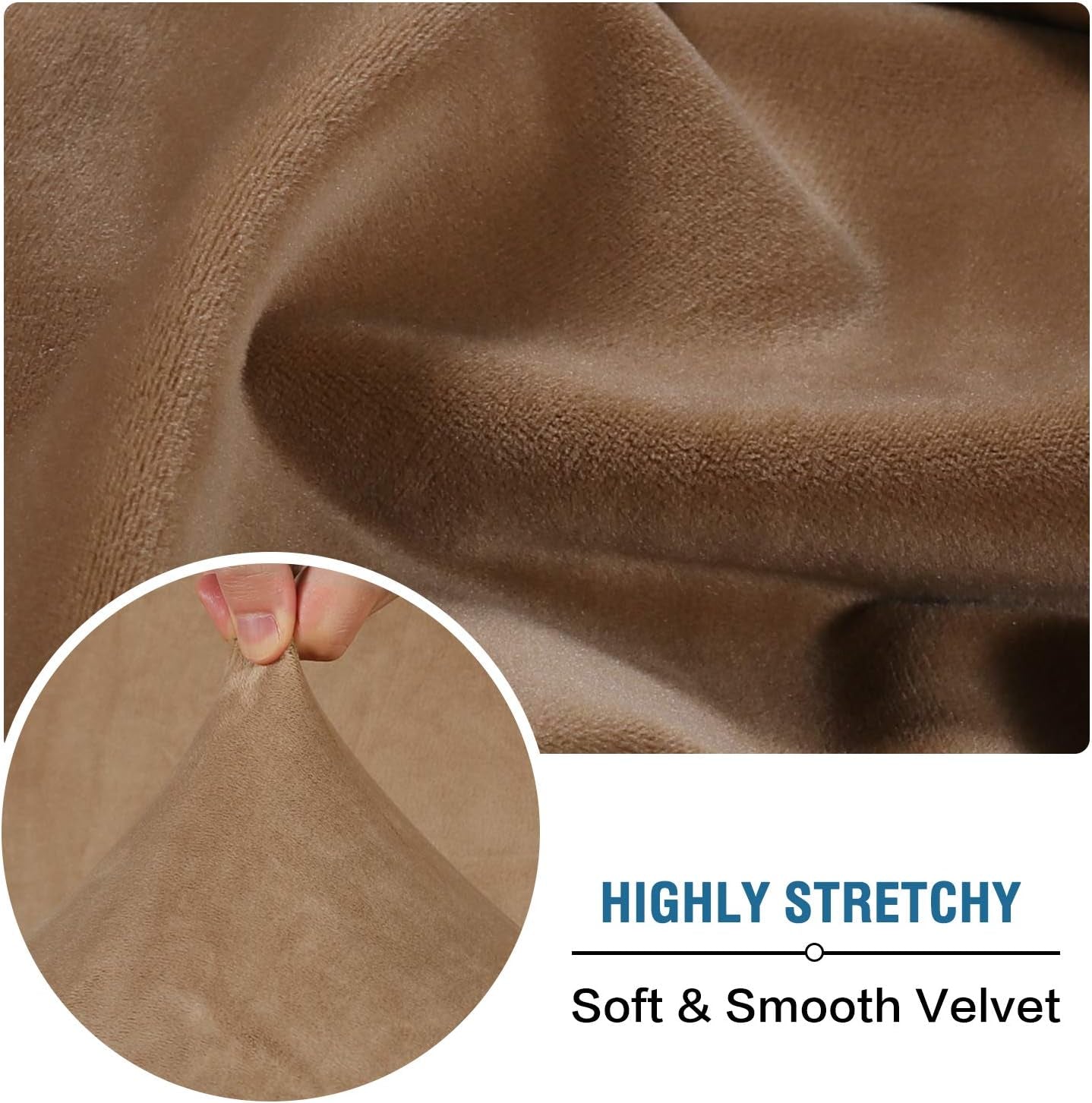 Velvet Stretch Couch Cushion Cover Plush Cushion Slipcover for Chair Loveseat Sofa Cushion Furniture Protector Seat Cushion Sofa Cover (3 Piece Sofa Cushion Covers, Camel)