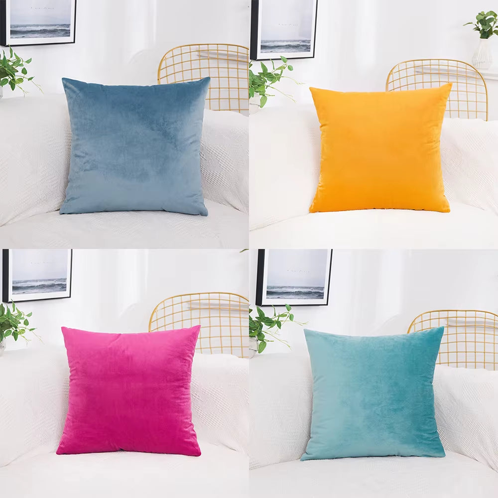 2PCS Velvet Throw Pillow Cover Soft Solid Decorative Square Cushion Case Sofa Bedroom Car Home55X55/60X60Cm Cozy Pillowcase